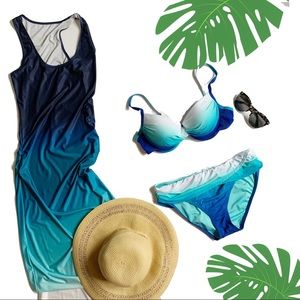 Bleu Rod Beattie |3-piece Swimsuit|Ombre|8 |EUC |